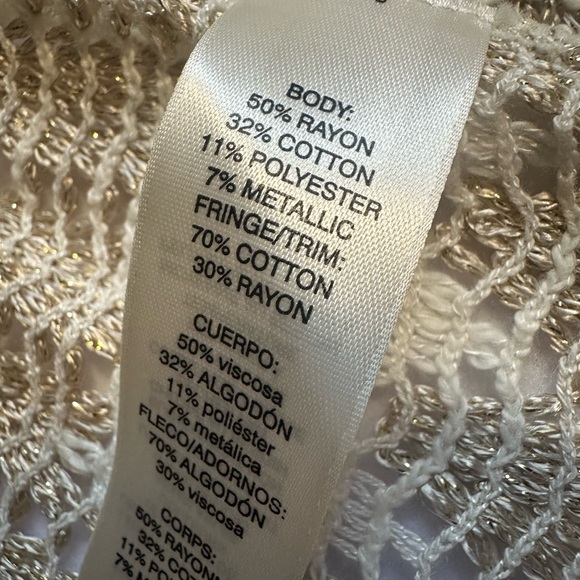 Chico’s Open Knit Fringe Vest NWT Neutral Boho Layering Cardigan Size 0 (Small) - Picture 4 of 6